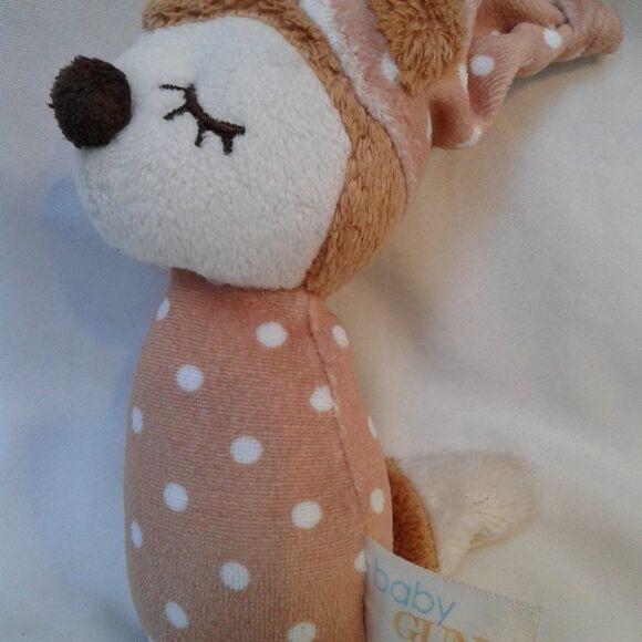 Baby Gund Forest Friends Plush Toy with Sleeping Cap Lt. Brown White Polka Dots - Picture 5 of 6